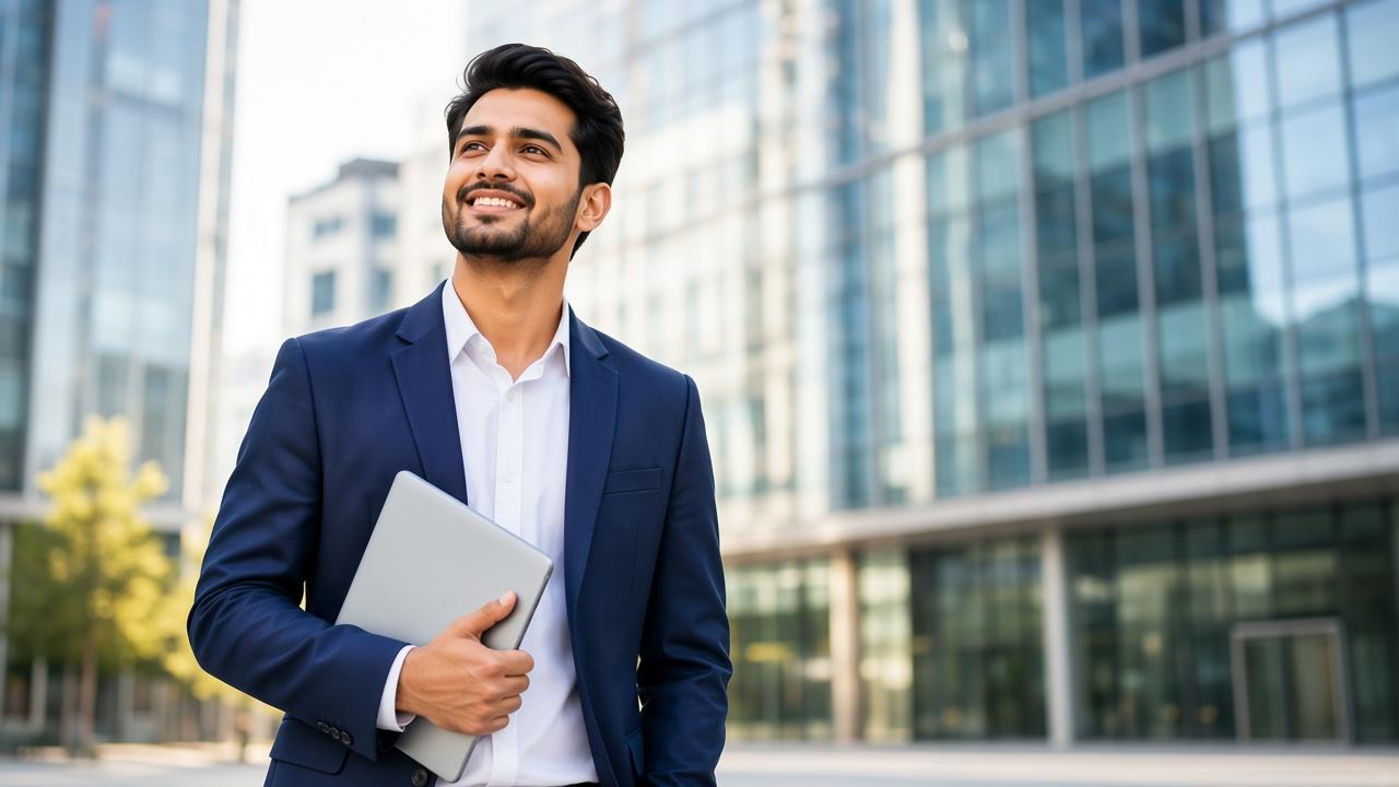 Business professional ready to help with registrations